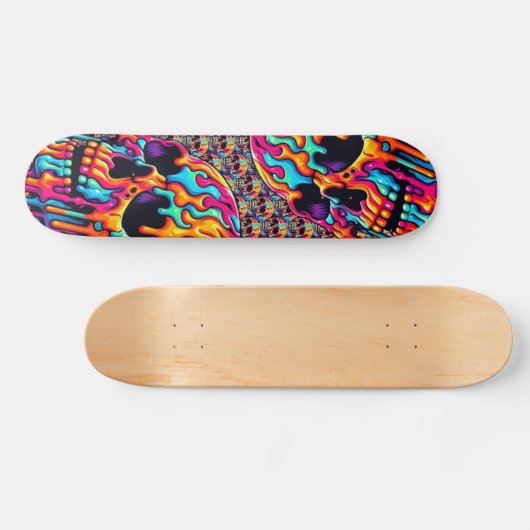 Levendige psychedelische schedel persoonlijk skateboard (Horizontaal)
