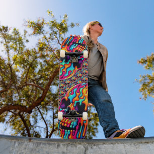 Levendige psychedelische schedel persoonlijk skateboard