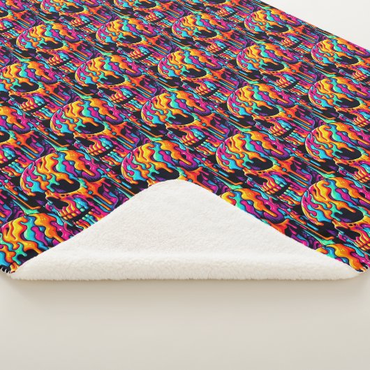 Levendige psychedelische schedel sherpa deken (3/4)