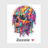 Levendige psychedelische schedel sticker (Vel)