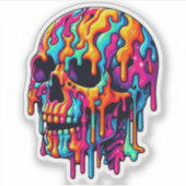 Levendige psychedelische schedel sticker (Voorkant)
