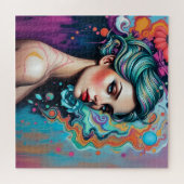 Levendige psychedelische schoonheid Portret-Artist Legpuzzel (Horizontaal)