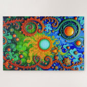 Levendige psychedelische Sun Art - Abstracte patro Legpuzzel (Horizontaal)