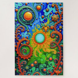 Levendige psychedelische Sun Art - Abstracte patro Legpuzzel
