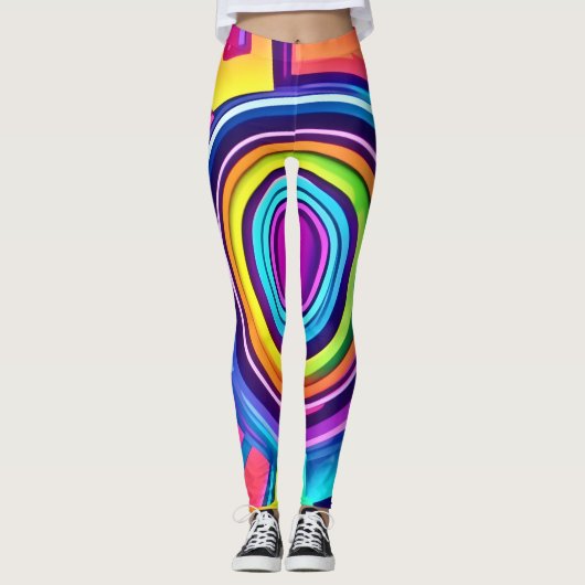 Levendige psychedelische vortexkunst leggings (Voorkant)