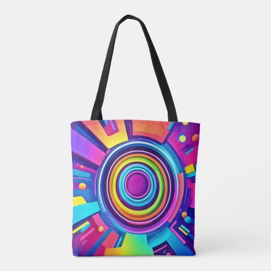 Levendige psychedelische vortexkunst tote bag (Achterkant)