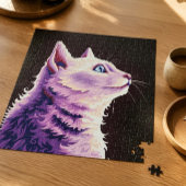 Levendige Psychedelische Witte Kat Pop Art Legpuzzel