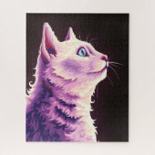 Levendige Psychedelische Witte Kat Pop Art Legpuzzel (Verticaal)