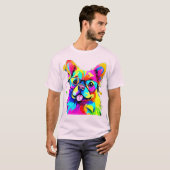 Levendige Pup: Abstracte Hondenkunst T-shirt (Voorkant volledig)