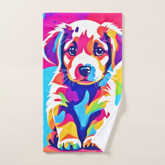 Levendige puppykunst bad handdoek (Handdoek)