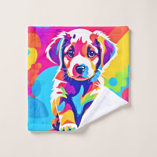 Levendige puppykunst bad handdoek (Wasdoekje)
