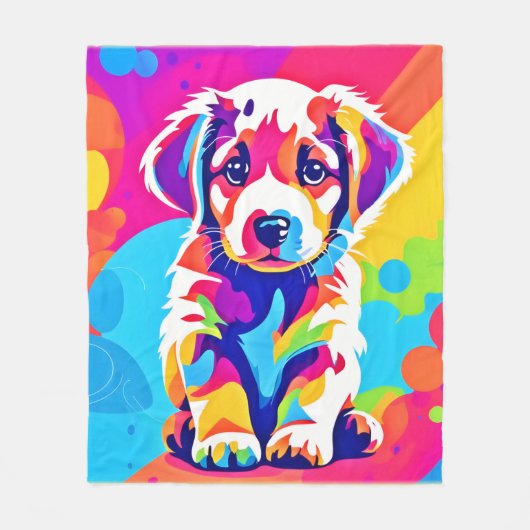 Levendige puppykunst fleece deken (Voorkant)