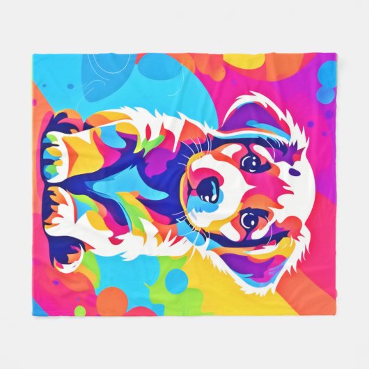 Levendige puppykunst fleece deken (Voorkant (Horizontaal))