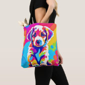 Levendige puppykunst tote bag (Dichtbij)
