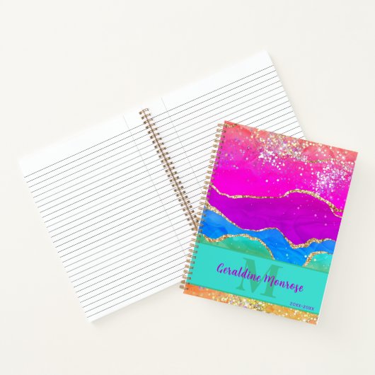 Levendige Rainbow Agate Gold Glitter Notitieboek (Binnen)
