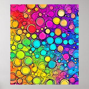 Levendige Rainbow Bubble Abstraction Poster