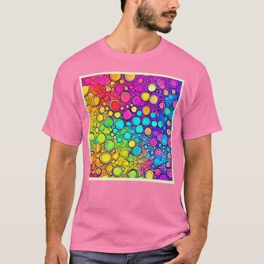 Levendige Rainbow Bubble Abstraction T-shirt (Voorkant)
