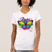 Levendige Rainbow Butterfly LGBTQ Pride Embleem T-shirt (Voorkant)