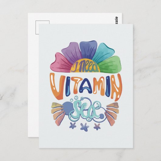 Levendige Rainbow Hand-Lettering: Ik heb vitamine  Briefkaart (Voorkant / Achterkant)