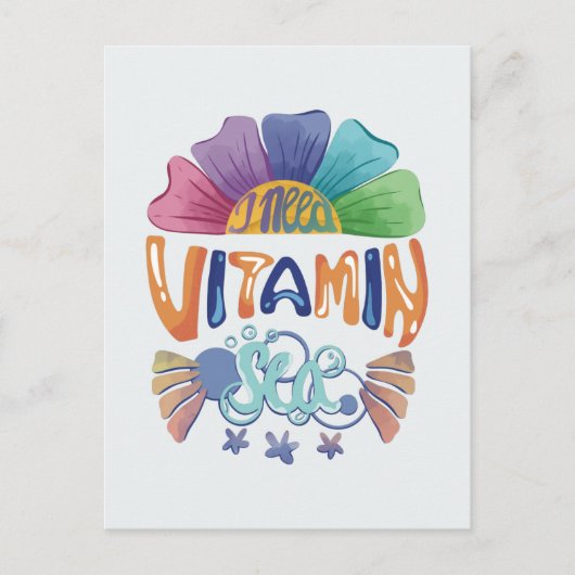 Levendige Rainbow Hand-Lettering: Ik heb vitamine Briefkaart (Voorkant)