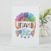 Levendige Rainbow Hand-Lettering: Ik heb vitamine  Feestdagenkaart (Staand voorkant)
