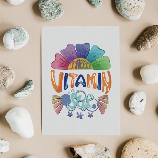 Levendige Rainbow Hand-Lettering: Ik heb vitamine  Feestdagenkaart