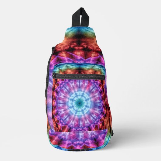 Levendige Rainbow Kaleidoscoop Kleurrijke Mandala Sling Bag (Voorkant)