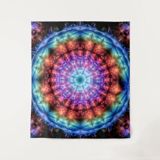 Levendige Rainbow Kaleidoscoop Kleurrijke Mandala Wandkleed (Voorkant)
