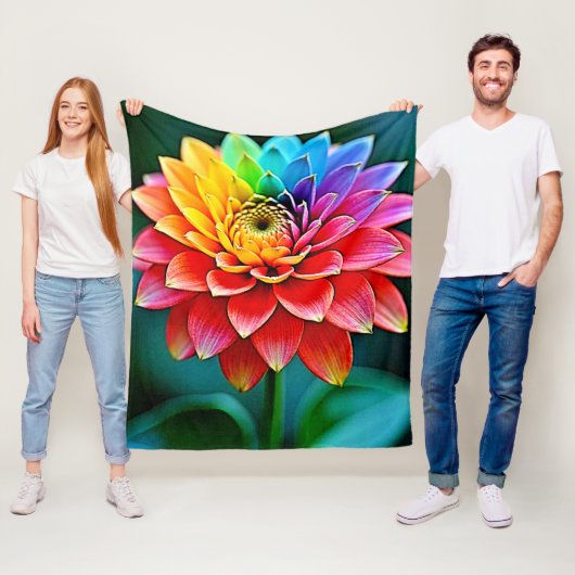 Levendige Rainbow Petal Dream Art Fleece Deken (In situ)