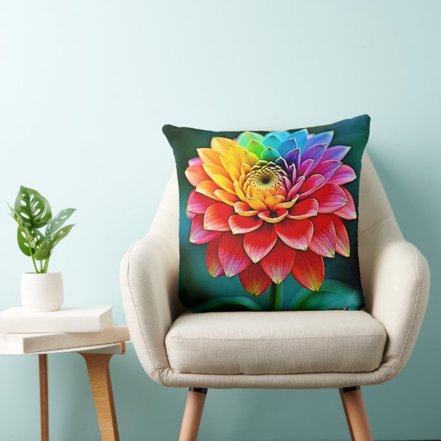 Levendige Rainbow Petal Dream Art Kussen (Stoel)