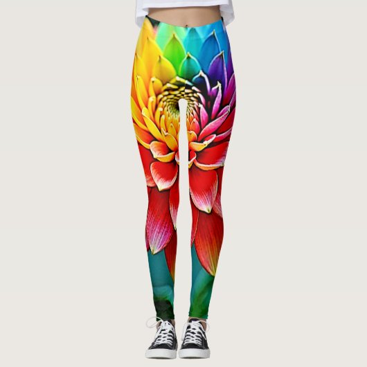 Levendige Rainbow Petal Dream Art Leggings (Voorkant)