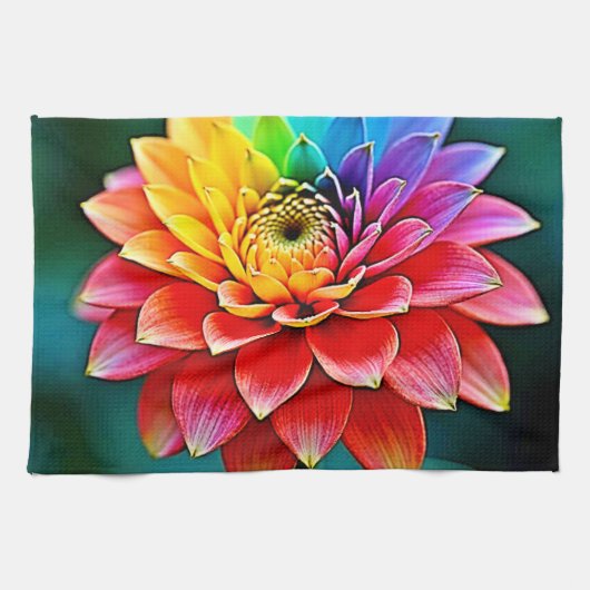 Levendige Rainbow Petal Dream Art Theedoek (Horizontaal)