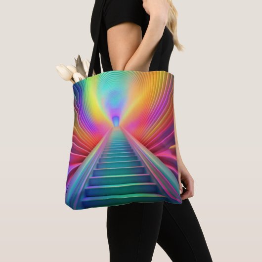 Levendige Rainbow Staircase Art Tote Bag (Dichtbij)