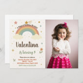 Levendige Rainbow Verjaardag Uitnodiging met foto (Voorkant / Achterkant)