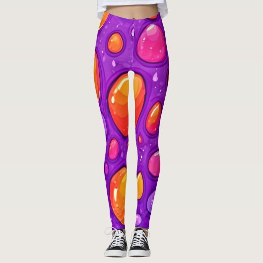 Levendige Raindrop Cartoon Art Leggings (Voorkant)