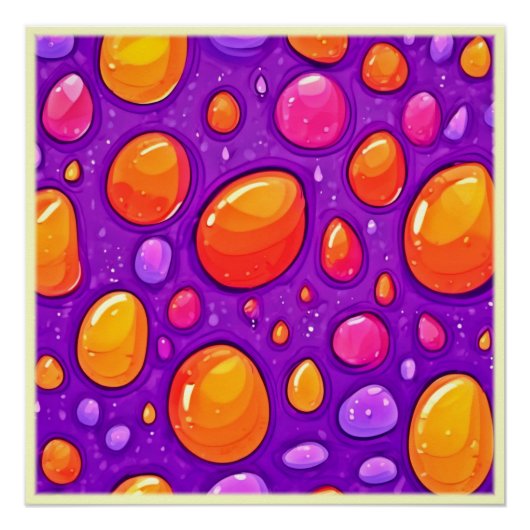 Levendige Raindrop Cartoon Art Perfect Poster (Voorkant)