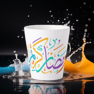 Levendige Ramadan Kareem Arabische kalligrafie Isl Latte Mok