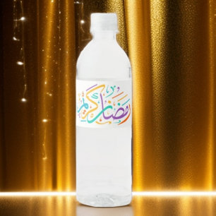 Levendige Ramadan Kareem Arabische kalligrafie Isl Waterfles Etiket