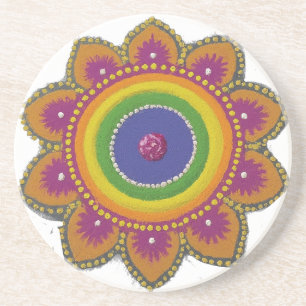 "Levendige Rangoli" Zandsteen Onderzetter