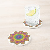 "Levendige Rangoli" Zandsteen Onderzetter (Zijkant)
