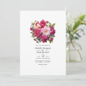 Levendige Raspberry Bloemen Bruiloft Kaart (Staand voorkant)