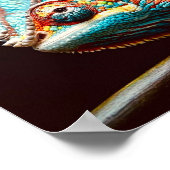 Levendige Realistische Hagedis Panther Kameleon Poster (Hoek)