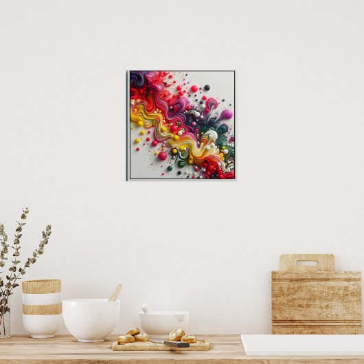 Levendige rechthoekige Abstracte acrylvloeistofkun Poster (Keuken)