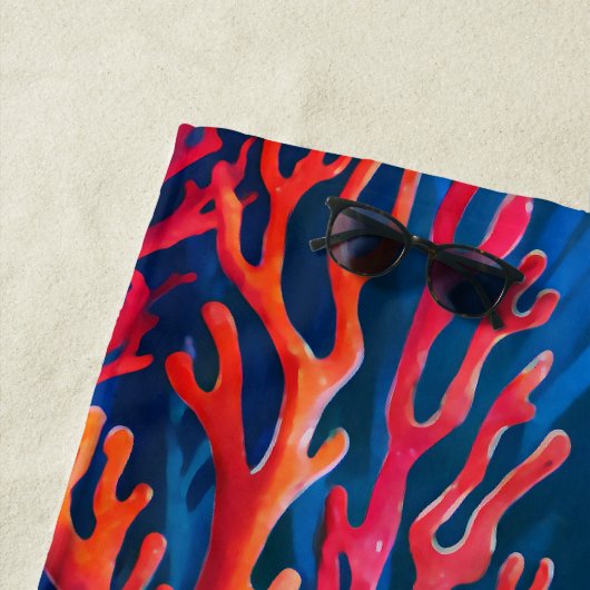 Levendige Red Ocean Coral gepersonaliseerd Strandlaken (In situ)