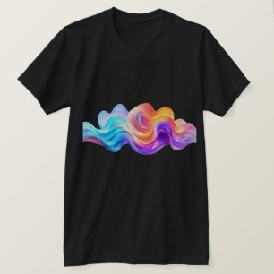 Levendige Regenboog Abstracte Vloeibare Golven T-shirt