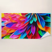 Levendige Regenboog Bloem Abstract Strandlaken (Voorkant)