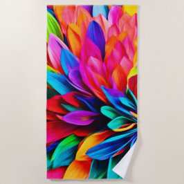 Levendige Regenboog Bloem Abstract Strandlaken