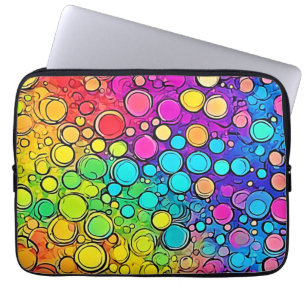 Levendige Regenboog Bubbel Abstractie Laptop Sleeve