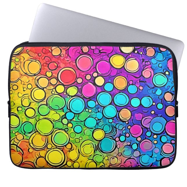 Levendige Regenboog Bubbel Abstractie Laptop Sleeve (Voorkant)