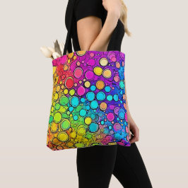 Levendige Regenboog Bubbel Abstractie Tote Bag